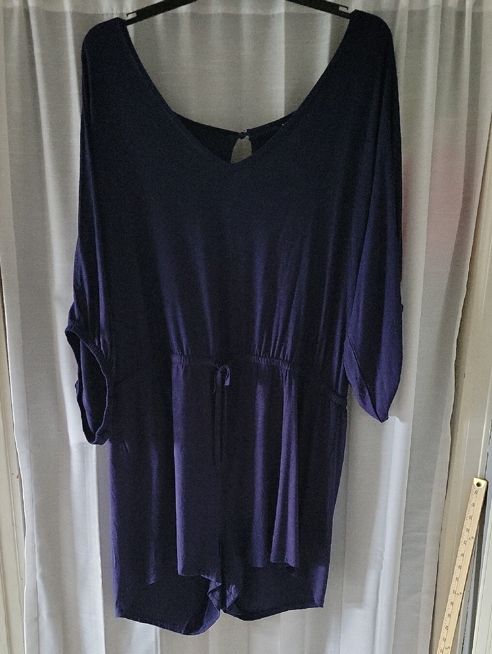 VENUS Deep Navy V-Neck Drawstring Romper